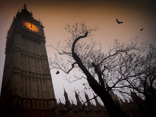 Spooky Big Ben with bats ©petarpaunchev - Fotolia