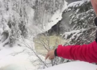 Videotagebuch aus Lappland: Mit Schneeschuhen über reissende Bäche!