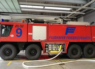 Blick hinter die Kulissen: Fahrt mit dem „Panther“ Löschfahrzeug auf dem Bodensee Airport