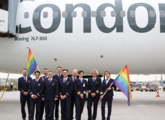 Condor Pride Flight: Weibliche Cockpit- und Gay Cabin-Crew setzen starkes Zeichen für Vielfalt