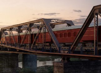 Luxushotel im stationären Zug auf Eisenbahnbrücke im Kruger Park / Südafrika!