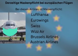 Schutzmaskenpflicht bei den ersten Airlines auch in Europa