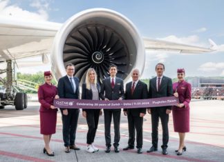 Qatar Airways feiert das 20-jährige Bestehen der Flugverbindung zwischen Doha und Zürich