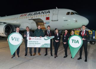 Flughafen Wien begrüßt neue Airline: Air Albania erstmals aus Tirana in Wien gelandet
