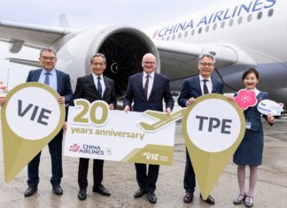 China Airlines und Flughafen Wien feiern Jubiläum: 20 Jahre Direktverbindung Wien-Taipeh